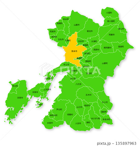 熊本県と熊本市の地図 135897963