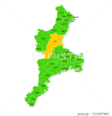 三重県と津市の地図 三重県と津市の地図 135897965
