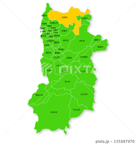 奈良県と奈良市の地図 135897970