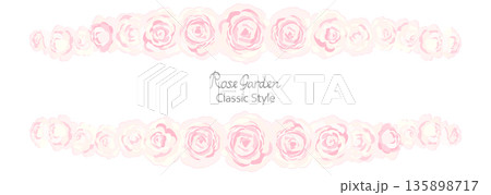 やさしいピンクのバラの花　横長イラストフレーム 135898717
