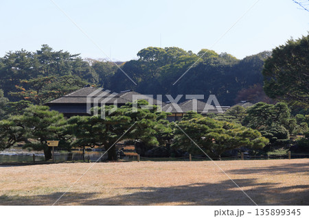 初冬の栗林公園、南庭の掬月亭を涵翠池越に見る 初冬の栗林公園、南庭の掬月亭を涵翠池越に見る 135899345