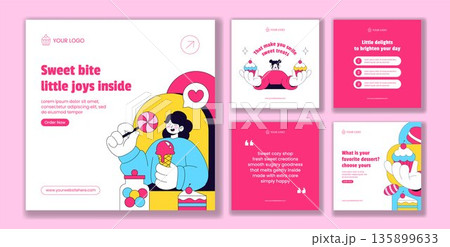 Sweet Shop Flat Cartoon Hand Drawn Background for Social Media Post Illustration Sweet Shop Flat Cartoon Hand Drawn Background for Social Media Post Illustration 135899633
