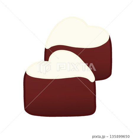一塊のハート型チョコレートのイラスト 135899650