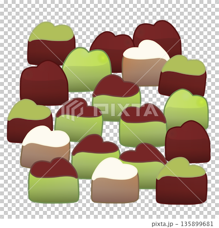 一塊のハート型チョコレートのイラスト 135899681