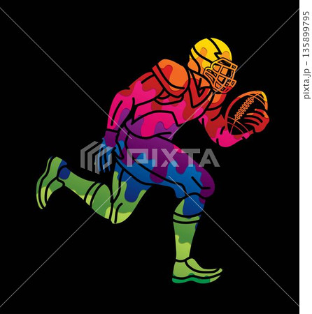 American Football Player Running Action Cartoon Sport Graphic Vector American Football Player Running Action Cartoon Sport Graphic Vector 135899795