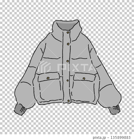 Down jacket fashion item illustration: Winter casual outerwear material 135899883