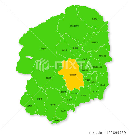 栃木県と宇都宮市の地図 栃木県と宇都宮市の地図 135899929