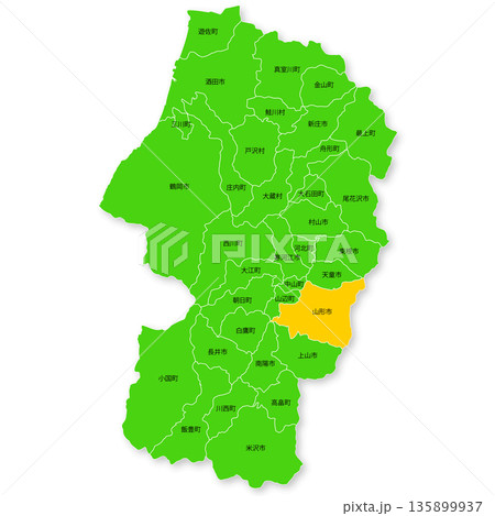 山形県と山形市の地図 山形県と山形市の地図 135899937