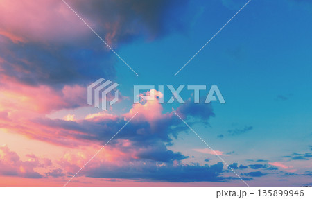 Colorful cloudy sky at sunset. Sky nature background 135899946