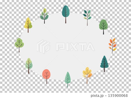 木の楕円形フレーム 樹木の手描き風イラスト 北欧風 木の楕円形フレーム 樹木の手描き風イラスト 北欧風 135900068