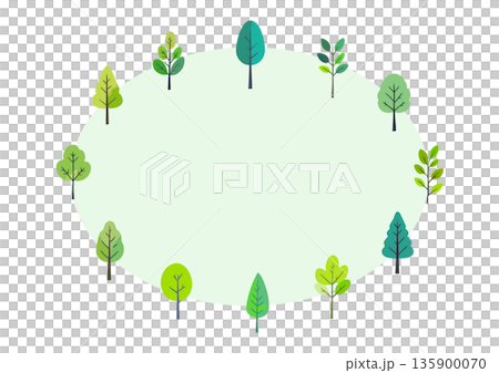 Oval wooden frame, hand-drawn illustration of a tree, Scandinavian style Oval wooden frame, hand-drawn illustration of a tree, Scandinavian style 135900070