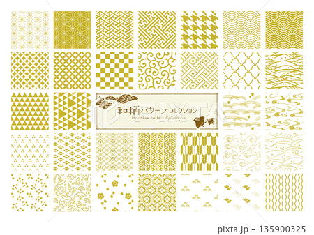 和柄のシームレスパターン バリエーション［金］ 135900325