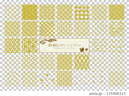 和柄のシームレスパターン バリエーション［金］ 135900325