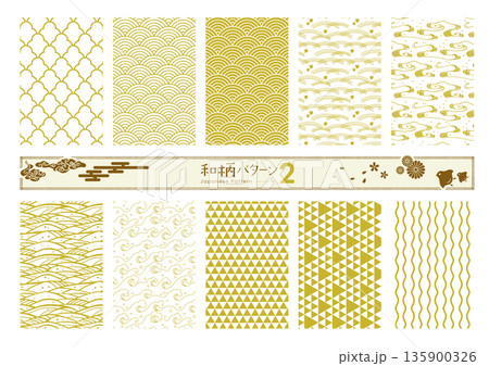 和柄のシームレスパターン［金］ 135900326