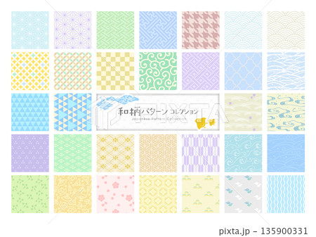 和柄のシームレスパターン バリエーション［ペールトーン］ 135900331