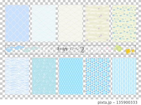 和柄のシームレスパターン［ペールトーン］ 135900333