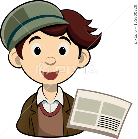 Young boy showing a blank newspaper template Young boy showing a blank newspaper template 135900829
