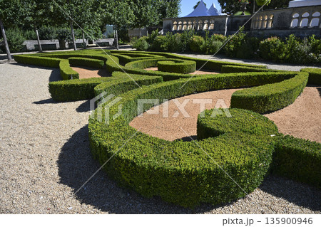 Garden of Chateau des Milandes, a manor house in the commune of Castelnaud-la-Chapelle 135900946