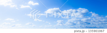 穏やかな太陽の光と青空と雲のシンプルな風景 135901067