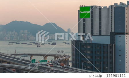 Jan 10 2026 Night Lights Illuminate Stonecutters Bridge Spanning Victoria Harbour 135901121