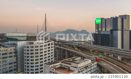 Jan 10 2026 Night Lights Illuminate Stonecutters Bridge Spanning Victoria Harbour 135901130