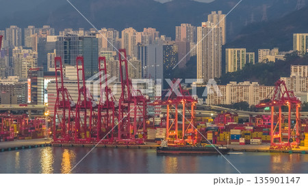 Jan 10 2026 Night Lights Illuminate Tsing Yi Container Port And Harbor Jan 10 2026 Night Lights Illuminate Tsing Yi Container Port And Harbor 135901147