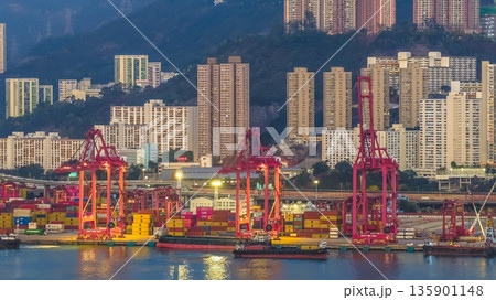 Jan 10 2026 Night Lights Illuminate Tsing Yi Container Port And Harbor Jan 10 2026 Night Lights Illuminate Tsing Yi Container Port And Harbor 135901148