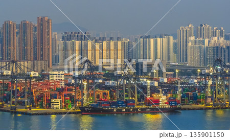 Jan 10 2026 Night Lights Illuminate Tsing Yi Container Port And Harbor 135901150