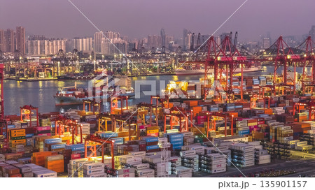 Jan 10 2026 Night Lights Illuminate Tsing Yi Container Port And Harbor 135901157