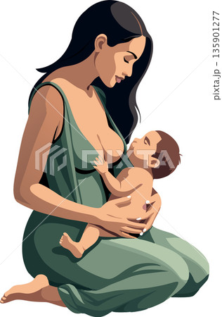 Mother breastfeeding her baby with love and care 135901277