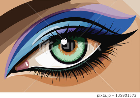 Female eye in close-up made up- 135901572