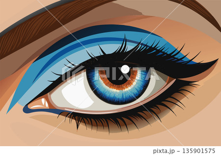 Female eye in close-up made up- 135901575