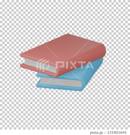 重疊書籍的立體插圖 135901645
