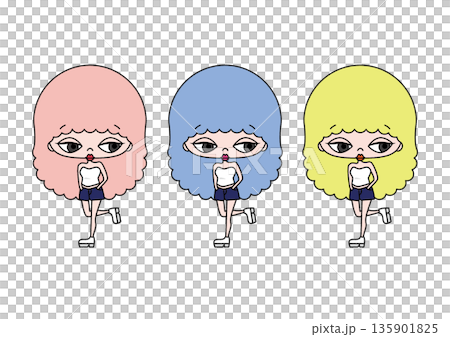 流行女孩插畫 135901825