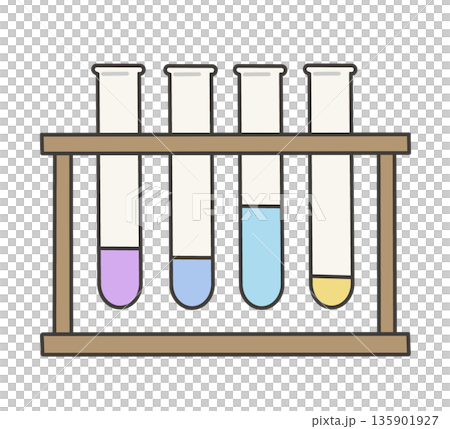 カラフルな液体が入った複数の試験管のイラスト 135901927