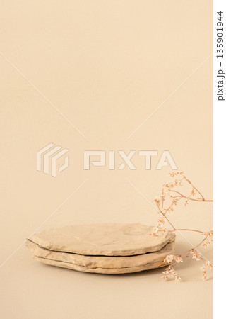 Background for cosmetic products of natural beige color. Background for cosmetic products of natural beige color. 135901944