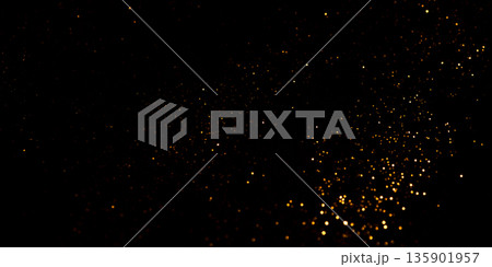 Golden abstract bokeh on black background. Golden abstract bokeh on black background. 135901957