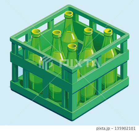 Plastic box for carrying green glass bottles 135902101