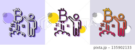 Bitcoin line icon. Halftone dotted pattern. Gradient icon with grain shadow. Cryptocurrency startup sign. Crypto project symbol. Line bitcoin project icon. Various designs. Vector Bitcoin line icon. Halftone dotted pattern. Gradient icon with grain shadow. Cryptocurrency startup sign. Crypto project symbol. Line bitcoin project icon. Various designs. Vector 135902133