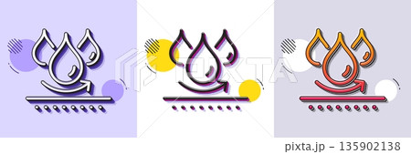 Waterproof line icon. Halftone dotted pattern. Gradient icon with grain shadow. Water resistant sign. Drop protection symbol. Line waterproof icon. Various designs. Vector Waterproof line icon. Halftone dotted pattern. Gradient icon with grain shadow. Water resistant sign. Drop protection symbol. Line waterproof icon. Various designs. Vector 135902138
