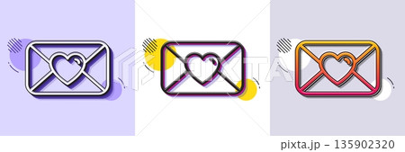 Valentines day mail line icon. Halftone dotted pattern. Gradient icon with grain shadow. Love letter symbol. Heart sign. Line valentine icon. Various designs. Vector Valentines day mail line icon. Halftone dotted pattern. Gradient icon with grain shadow. Love letter symbol. Heart sign. Line valentine icon. Various designs. Vector 135902320