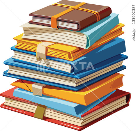 Pile of old paper magazines isolated 135902387