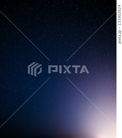 Starry Night Sky with Gradient Aurora Colors Blue Purple Pink Nebula Effect 135902624
