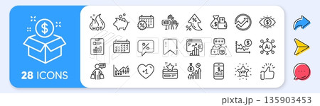 Loyalty card, Piggy bank and Post package line icons. Interest rate, AI generate, Inflation icons. Pack of Financial diagram, Vip shopping, Cyber attack icon. Wallet, Audit, Hot sale pictogram. Vector Loyalty card, Piggy bank and Post package line icons. Interest rate, AI generate, Inflation icons. Pack of Financial diagram, Vip shopping, Cyber attack icon. Wallet, Audit, Hot sale pictogram. Vector 135903453