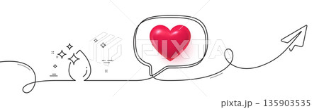 Water drop line icon. Continuous line with share plane. Clean crystal aqua sign. Liquid symbol. 3d heart in speech bubble. Water drop single line ribbon. Loop curve pattern. Vector Water drop line icon. Continuous line with share plane. Clean crystal aqua sign. Liquid symbol. 3d heart in speech bubble. Water drop single line ribbon. Loop curve pattern. Vector 135903535