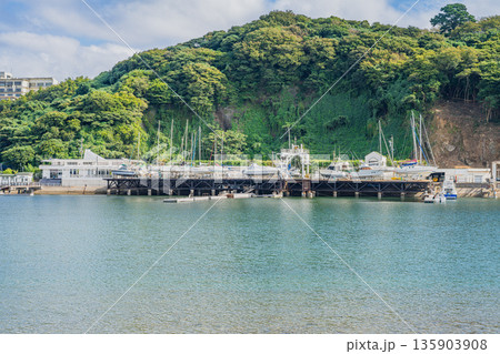 三河湾と蒲郡市の街並み(愛知県) 135903908
