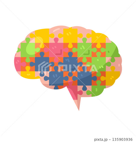Illustration of brain puzzle 135903936