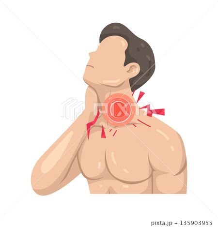 Illustration of neck pain Illustration of neck pain 135903955