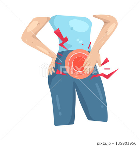 Illustration of butt pain Illustration of butt pain 135903956