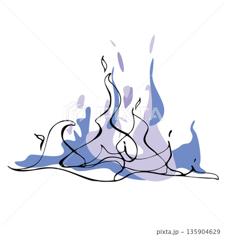 Dynamic blue and lavender flame with hand drawn ink contour, isolated vector fill. Bar design element for cocktail sets, fire drink icons, nightlife posters, digital art, wrapping designs Dynamic blue and lavender flame with hand drawn ink contour, isolated vector fill. Bar design element for cocktail sets, fire drink icons, nightlife posters, digital art, wrapping designs 135904629